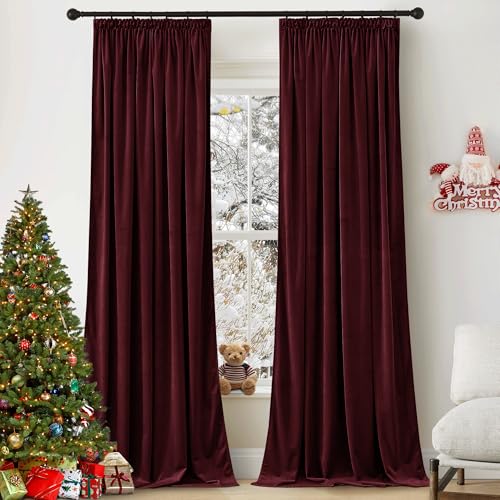 PONY DANCE Samt Gardinen Wohnzimmer Weihnachtsdeko Thermovorhang mit Kräuselband 2er Set Abdunkelde Vorhänge Samt Rot Thermogardine Kälteschutz Velvet Curtains Living Room, H 240 x B 132 cm PONY DANCE Samt Gardinen Wohnzimmer Weihnachtsdeko Thermovorhang mit Kräuselband 2er Set Abdunkelde Vorhänge Samt Rot Thermogardine Kälteschutz Velvet Curtains Living Room, H 240 x B 132 cm von PONY DANCE