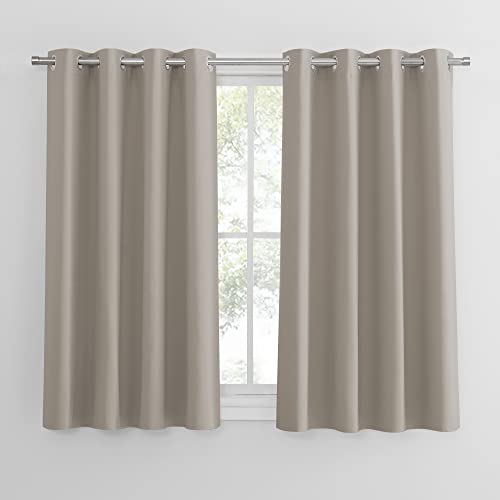 PONY DANCE Scheibengardine Küche Vorhang Verdunkelung 2er Set H 114 x B 132 cm Kurze Blickdichte Vorhänge mit Ösen Fenstergardinen Blickdicht, Sandfarben von PONY DANCE