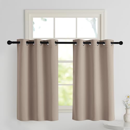 PONY DANCE Scheibengardinen Blickdicht Küchen Gardine Kurz Ösenschal 2er Set H 100 x B 90 cm Verdunkelungsvorhang für Kleine Fenster Vorhänge Verdunkelung, Taupe PONY DANCE Scheibengardinen Blickdicht Küchen Gardine Kurz Ösenschal 2er Set H 100 x B 90 cm Verdunkelungsvorhang für Kleine Fenster Vorhänge Verdunkelung, Taupe von PONY DANCE