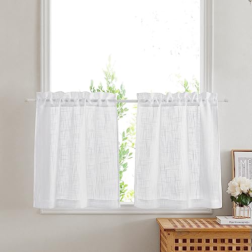 PONY DANCE Scheibengardinen Kurz Leinenoptik Gardinen Weiss Halbtransparent Fenstergardinen 2er Set B 60 x H 45 cm Küchengardinen Fenster Kurzgardinen mit Stangedurchzug Dekoration PONY DANCE Scheibengardinen Kurz Leinenoptik Gardinen Weiss Halbtransparent Fenstergardinen 2er Set B 60 x H 45 cm Küchengardinen Fenster Kurzgardinen mit Stangedurchzug Dekoration von PONY DANCE