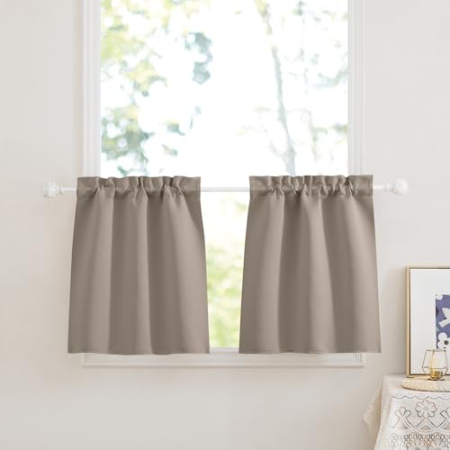 PONY DANCE Scheibengardinen Küche Vorhang Blickdicht Kurze Gardinen mit Stangedurchzug Fenster Bistrogardine 2er Set B 60 x H 90 cm Schrankvorhang Thermo, Sandfarben PONY DANCE Scheibengardinen Küche Vorhang Blickdicht Kurze Gardinen mit Stangedurchzug Fenster Bistrogardine 2er Set B 60 x H 90 cm Schrankvorhang Thermo, Sandfarben von PONY DANCE