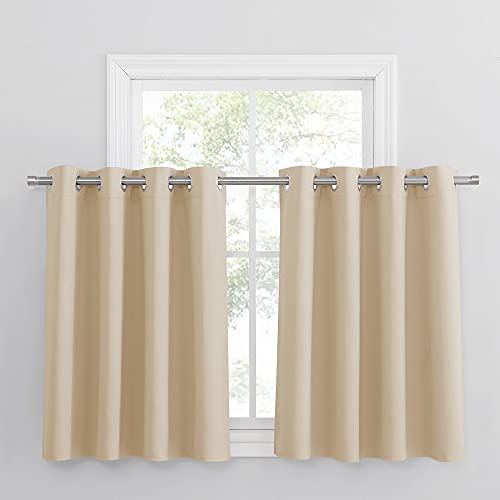 PONY DANCE Scheibengardinen Wohnzimmer Ösenvorhang 2er Set Verdunkelungsvorhang Kurze Gardine für Küche Blickdichte Vorhänge mit Ösen, H 90 x B 132 cm, Biscotti Beige PONY DANCE Scheibengardinen Wohnzimmer Ösenvorhang 2er Set Verdunkelungsvorhang Kurze Gardine für Küche Blickdichte Vorhänge mit Ösen, H 90 x B 132 cm, Biscotti Beige von PONY DANCE