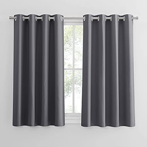 PONY DANCE Scheibengardinen für Kleine Fenster 2 Stücke H 114 x B 132 cm Kurzvorhang Grau Blickdicht Bistrogardine Küche Verdunklungsvorhänge mit Ösen von PONY DANCE