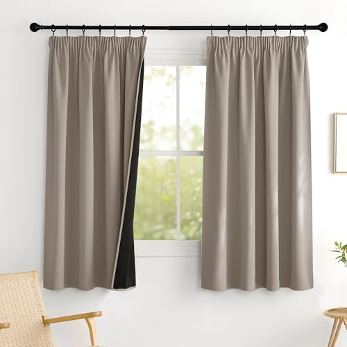 PONY DANCE Schienen Gardinen und Vorhang Blickdicht 2er Set H 160 x B 140 cm Kurze Verdunklungsvorhänge mit Kräuselband Wohnzimmer Thermovorhang Hitzeschutz, Sandfarben PONY DANCE Schienen Gardinen und Vorhang Blickdicht 2er Set H 160 x B 140 cm Kurze Verdunklungsvorhänge mit Kräuselband Wohnzimmer Thermovorhang Hitzeschutz, Sandfarben von PONY DANCE