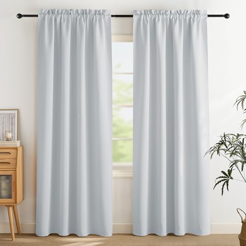 PONY DANCE Schlafzimmer Vorhänge Wärmeisolierend Verdunkelungsvorhang mit Stangedurchzug Gardinen Weiß Blickdicht Thermovorhang gegen Hitze 2er Set H 220 x B 140 cm, Grau-weiß PONY DANCE Schlafzimmer Vorhänge Wärmeisolierend Verdunkelungsvorhang mit Stangedurchzug Gardinen Weiß Blickdicht Thermovorhang gegen Hitze 2er Set H 220 x B 140 cm, Grau-weiß von PONY DANCE