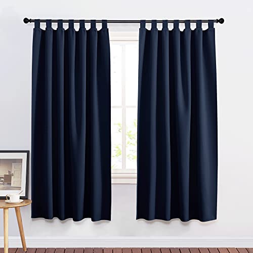 PONY DANCE Schlaufenschal 2er Set H 175 x B 140 cm Verdunklungsvorhänge Kurz Küchengardinen Thermovorhang Blackout Curtains for Bedroom Dunkelblaue Gardinen Verdunkelung von PONY DANCE