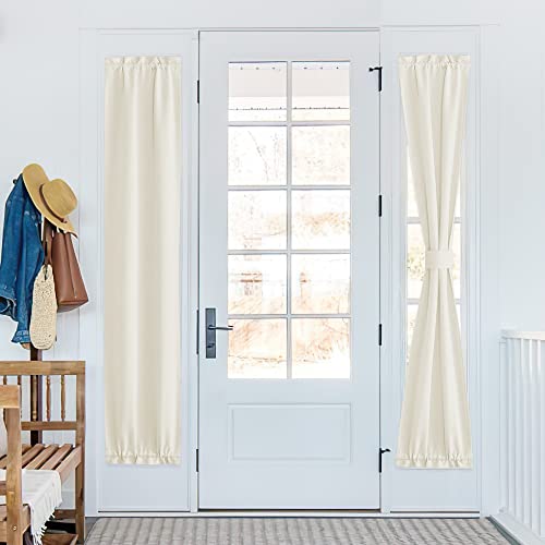 PONY DANCE Seitenlicht Tür Fenster Vorhänge - Sichtschutz Tür Fenster Vorhänge Wärmedämmung Abdeckung für Terrassentür Glastür Haustür, Breite 30,5 x Länge 183,9 cm, 1 Panel, Creme Beige von PONY DANCE