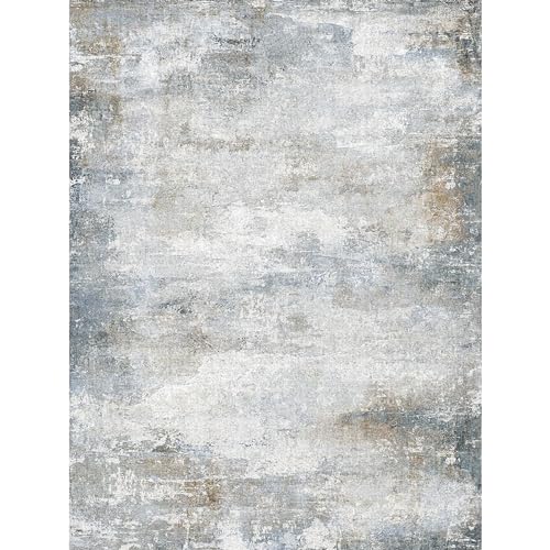 PONY DANCE Waschbarer Teppich 120x160 cm Weicher und Flauschiger Kurzflor Teppich rutschfest für Wohnzimmer/Schlafzimmer/Esszimmer, Blaue Meditation von PONY DANCE