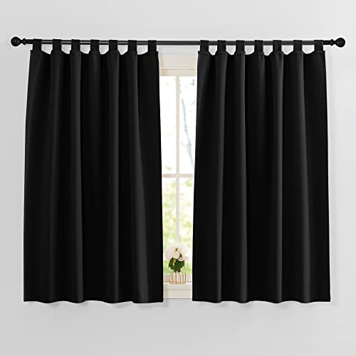 PONY DANCE Kurze Gardinen Schwarz Verdunklungsvorhänge - Schlaufengardinen 2er Set Blickdichte Gardinen mit Schlaufen Thermovorhang gegen Kälte und Hitze, H 145 x B 140 cm PONY DANCE Kurze Gardinen Schwarz Verdunklungsvorhänge - Schlaufengardinen 2er Set Blickdichte Gardinen mit Schlaufen Thermovorhang gegen Kälte und Hitze, H 145 x B 140 cm von PONY DANCE