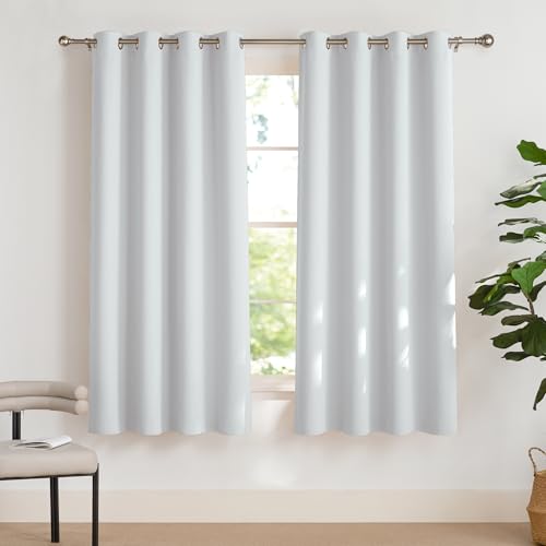 PONY DANCE Thermo Gardinen Isolierend Kälte und Wärme Ösenschal 2er Set H 175 x B 140 cm Verdunkelungsvorhang Weiss Vorhänge Wohnzimmer Modern Kurz Thermal Curtains von PONY DANCE