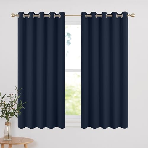 PONY DANCE Thermogardinen Hitzeschutz Dunkelblaue Vorhänge Blickdicht 2er Set H 137 x B 167 cm Verdunkelungsvorhang Ösen Gardinen für Kleine Fenster Schlafzimmer/Kinderzimmer PONY DANCE Thermogardinen Hitzeschutz Dunkelblaue Vorhänge Blickdicht 2er Set H 137 x B 167 cm Verdunkelungsvorhang Ösen Gardinen für Kleine Fenster Schlafzimmer/Kinderzimmer von PONY DANCE