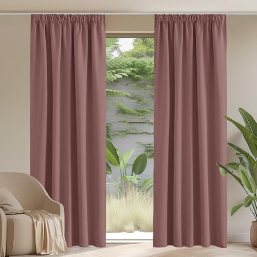 PONY DANCE Thermovorhang Hitzeschutz Kräuselband Gardinen Blickdicht 2er Set H 245 x B 140 cm Verdunkelnde Vorhänge Kinderzimmer für Schienensystem Blackout Curtains for Bedroom, Altrosa PONY DANCE Thermovorhang Hitzeschutz Kräuselband Gardinen Blickdicht 2er Set H 245 x B 140 cm Verdunkelnde Vorhänge Kinderzimmer für Schienensystem Blackout Curtains for Bedroom, Altrosa von PONY DANCE