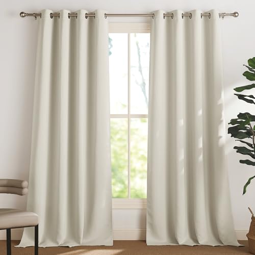 PONY DANCE Thermovorhang gegen Hitze Extra Lange Gardinen mit Ösen 2er Set H 260 x B 132 cm Wohnzimmer Verdunkelungsvorhang Wärmeisolierend Blackout Curtains, Hellbeige von PONY DANCE
