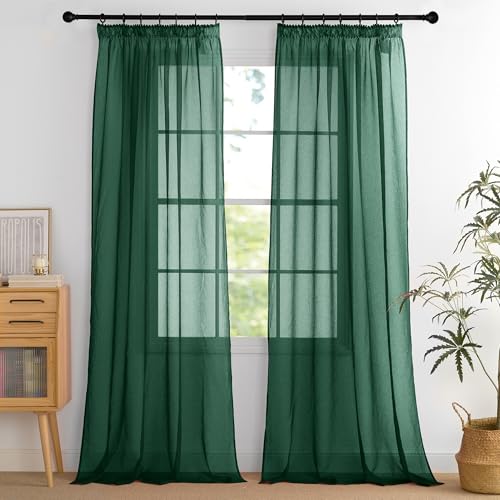 PONY DANCE Transparent Vorhang Grün Wohnzimmer Gardinen mit Kräuselband Modern Leichte Vorhänge für Schienensystem Voile Gardine Leinenoptik Luftig 2er Set, H 245 x B 140 cm Dunkelgrün PONY DANCE Transparent Vorhang Grün Wohnzimmer Gardinen mit Kräuselband Modern Leichte Vorhänge für Schienensystem Voile Gardine Leinenoptik Luftig 2er Set, H 245 x B 140 cm Dunkelgrün von PONY DANCE