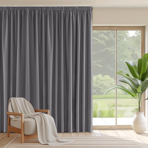 PONY DANCE Übergardinen Blickdicht mit Kräuselband Raumteiler Vorhang für Schiene 1er-Set H 245 x B 280 cm Abdunkelnde Gardinen für Wohnzimmer Thermogardine Wärmeisolierend, Grau PONY DANCE Übergardinen Blickdicht mit Kräuselband Raumteiler Vorhang für Schiene 1er-Set H 245 x B 280 cm Abdunkelnde Gardinen für Wohnzimmer Thermogardine Wärmeisolierend, Grau von PONY DANCE