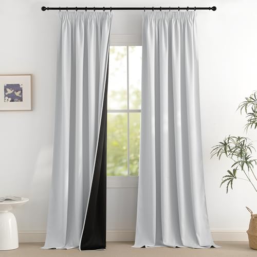 PONY DANCE Verdunkelnde Gardinen für Schienensystem Verdunklungsvorhänge Wärmeisolierend Wohnzimmer Vorhang Thermo Hitzeschutz 2er Set H 260 x B 140 cm, Grau-weiß PONY DANCE Verdunkelnde Gardinen für Schienensystem Verdunklungsvorhänge Wärmeisolierend Wohnzimmer Vorhang Thermo Hitzeschutz 2er Set H 260 x B 140 cm, Grau-weiß von PONY DANCE