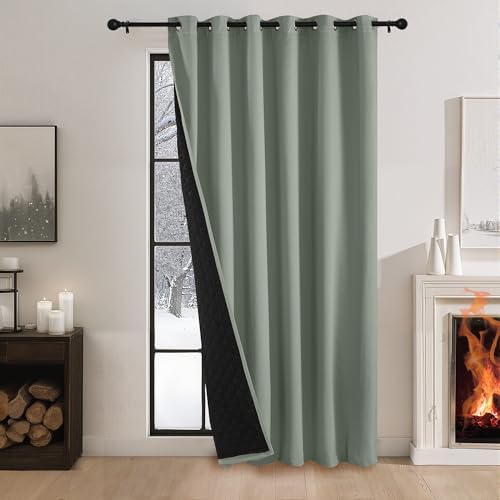 PONY DANCE Verdunkelungsvorhang Dick Stoff 1 Stück H 240 x B 200 cm Thermovorhang Kälteschutz Extra Breite Gardinen Wohnzimmer Modern Blickdichter Vorhang mit Ösen, Salbeigrün PONY DANCE Verdunkelungsvorhang Dick Stoff 1 Stück H 240 x B 200 cm Thermovorhang Kälteschutz Extra Breite Gardinen Wohnzimmer Modern Blickdichter Vorhang mit Ösen, Salbeigrün von PONY DANCE