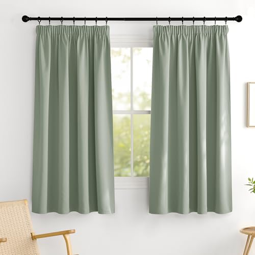 PONY DANCE Verdunkelungsvorhang Kräuselband 2er Set H 160 x B 140 cm Schlafzimmer Gardinen für Schienen Blickdichte Vorhänge Hitzeschutz Thermogardine, Salbeigrün PONY DANCE Verdunkelungsvorhang Kräuselband 2er Set H 160 x B 140 cm Schlafzimmer Gardinen für Schienen Blickdichte Vorhänge Hitzeschutz Thermogardine, Salbeigrün von PONY DANCE
