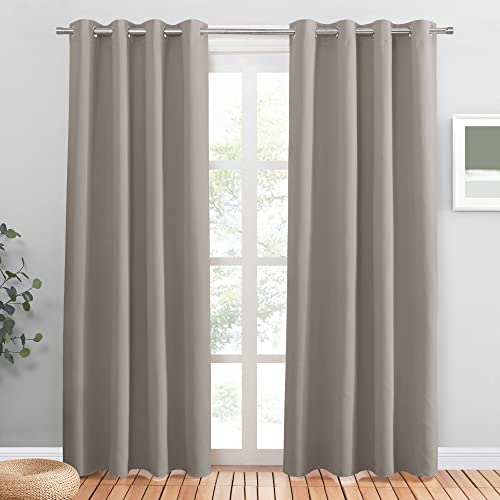 PONY DANCE Verdunkelungsvorhang Ösen Schlafzimmer Gardinen Blickdicht Vorhang Hitzeschutz & Wärmeisolierend Thermogardinen mit Ösen, Sandfarben, 2er Set H 210 x B 140 cm von PONY DANCE