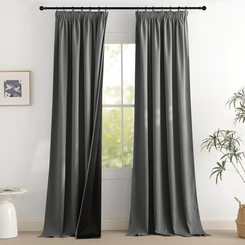 PONY DANCE Verdunkelungsvorhang für Schiene Extra Lange Gardinen und Vorhänge Wärmeisolierend 2er Set H 260 x B 140 cm Thermogardinen Hitzeschutz Wohnzimmer Vorhang Grau PONY DANCE Verdunkelungsvorhang für Schiene Extra Lange Gardinen und Vorhänge Wärmeisolierend 2er Set H 260 x B 140 cm Thermogardinen Hitzeschutz Wohnzimmer Vorhang Grau von PONY DANCE