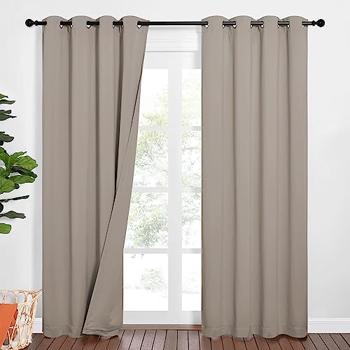 PONY DANCE Verdunklungsgardine mit Abnehmbarem Filzfutter Schlafzimmer Vorhänge Schallschutz Ösenschal 2er Set H 213 x B 132 cm Thermovorhang Hitzeschutz Dreilagige Soundproof Curtains, Sandfarben von PONY DANCE