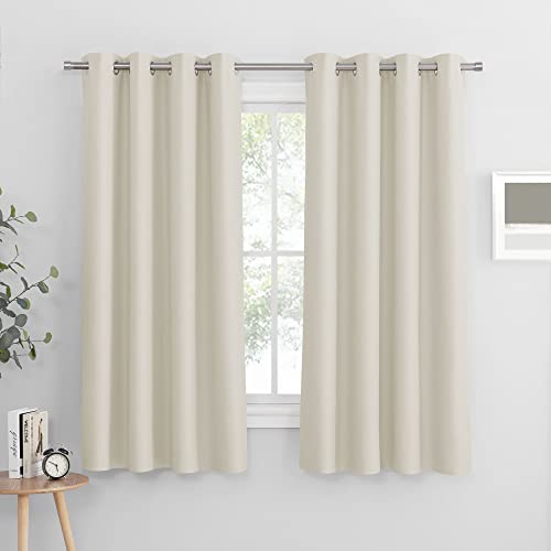 PONY DANCE Verdunklungsvorhänge Ösen Gardienen 2-Set Kurze Gardinen Blickdicht Thermovorhang Schlafzimmer Gardinen und Vorhänge Verdunkelung, H 158 x B 132 cm von PONY DANCE