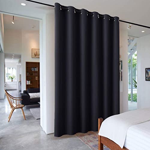 PONY DANCE Verdunklungsvorhänge Schwarze Gardinen für Große Fenster 1 Stück H 243 x B 304 cm Thermo Vorhang Kälteschutz & Energiesparen Wohnzimmer/Schlafzimmer Trennwand Raumtrenner Vorhang von PONY DANCE