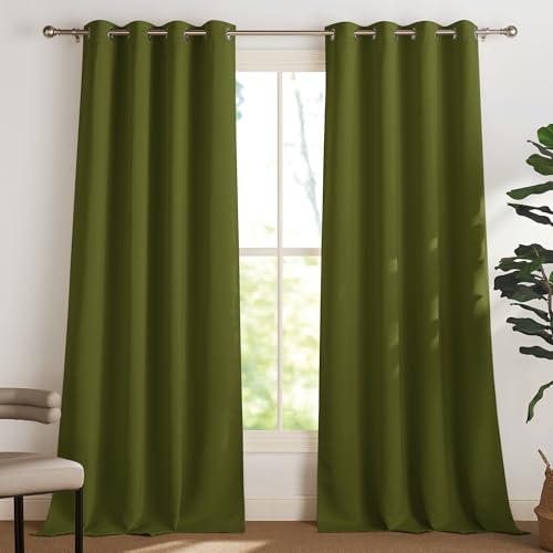 PONY DANCE Verdunklungsvorhänge mit Ösen Curtains for Bedroom 2er Set H 245 x B 140 cm Blickdichter Vorhang Hitzeschutz Thermogardine Übergardinen Wohnzimmer, Oliv Grün PONY DANCE Verdunklungsvorhänge mit Ösen Curtains for Bedroom 2er Set H 245 x B 140 cm Blickdichter Vorhang Hitzeschutz Thermogardine Übergardinen Wohnzimmer, Oliv Grün von PONY DANCE
