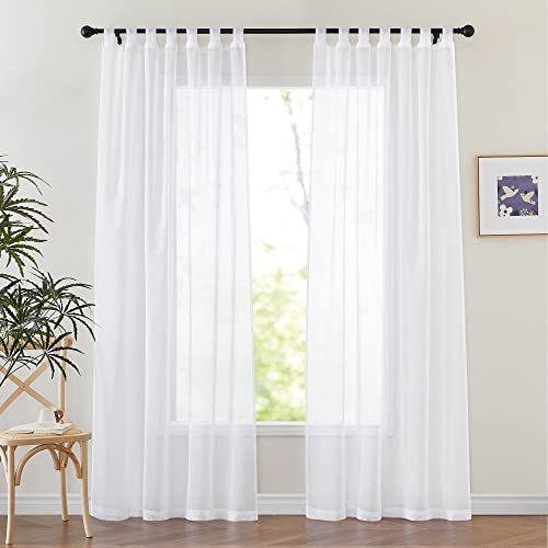 PONY DANCE Voile Gardinen Weiss Transparent Schlaufenschal 2er Set Schlafzimmer Vorhänge Leinenoptik Dekoration White Curtains for Living Room PONY DANCE Voile Gardinen Weiss Transparent Schlaufenschal 2er Set Schlafzimmer Vorhänge Leinenoptik Dekoration White Curtains for Living Room von PONY DANCE