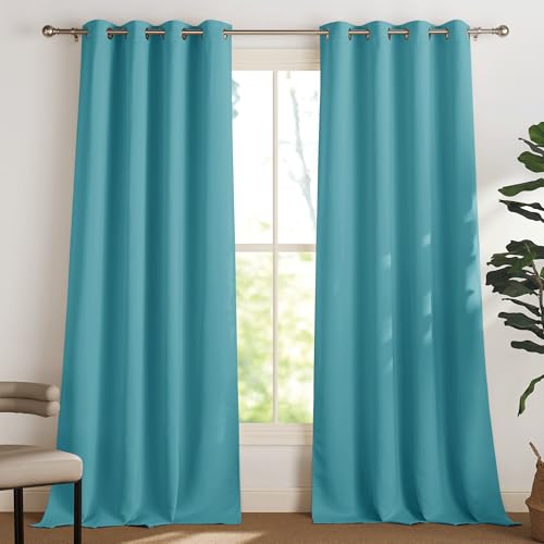 PONY DANCE Blickdichte Vorhänge Kinderzimmer Gardinen Verdunkelung Ösenvorhang 2er Set Thermogardinen Hitzeschutz Fenster Vorhänge für Wohnzimmer, H 245 x B 140 cm, Hellblau PONY DANCE Blickdichte Vorhänge Kinderzimmer Gardinen Verdunkelung Ösenvorhang 2er Set Thermogardinen Hitzeschutz Fenster Vorhänge für Wohnzimmer, H 245 x B 140 cm, Hellblau von PONY DANCE