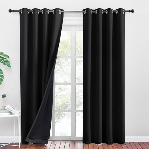 PONY DANCE Verdunkelungsvorhang Schwarz Extra Lange Gardinen und Vorhänge Schlafzimmer Ösenvorhang 2er Set H 260 x B 140 cm Doppellagige Gardinen 100% Blickdicht Thermogardine Wärmeisolierend PONY DANCE Verdunkelungsvorhang Schwarz Extra Lange Gardinen und Vorhänge Schlafzimmer Ösenvorhang 2er Set H 260 x B 140 cm Doppellagige Gardinen 100% Blickdicht Thermogardine Wärmeisolierend von PONY DANCE
