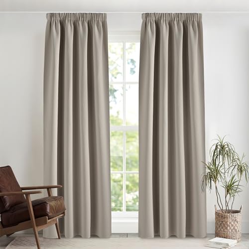 PONY DANCE Vorhang Blickdicht Gardinen mit Kräuselband 2er Set H 245 x B 140 cm Sandfarben, Verdunkelungsvorhang für Schiene Thermogardine gegen Hitze Blackout Curtains for Bedroom PONY DANCE Vorhang Blickdicht Gardinen mit Kräuselband 2er Set H 245 x B 140 cm Sandfarben, Verdunkelungsvorhang für Schiene Thermogardine gegen Hitze Blackout Curtains for Bedroom von PONY DANCE