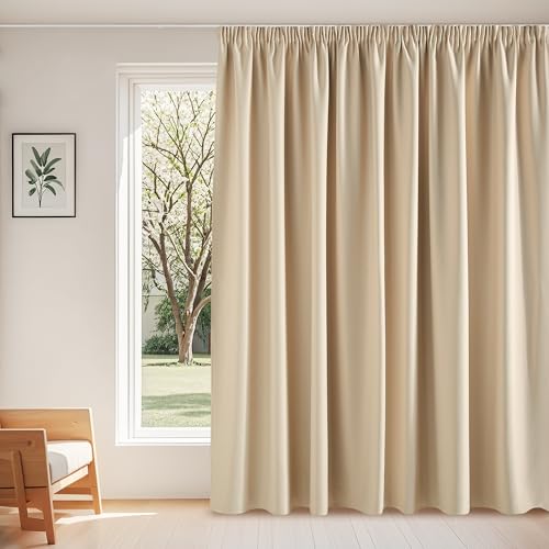 PONY DANCE Vorhang Blickdicht Kräuselband Extra Breite Gardinen Wohnzimmer Modern 1er Set H 245 x B 300 cm Verdunklungsvorhänge für Schiene Thermovorhang gegen Hitze, Biscotti Beige PONY DANCE Vorhang Blickdicht Kräuselband Extra Breite Gardinen Wohnzimmer Modern 1er Set H 245 x B 300 cm Verdunklungsvorhänge für Schiene Thermovorhang gegen Hitze, Biscotti Beige von PONY DANCE