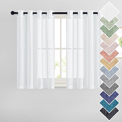 PONY DANCE Vorhang Kurz Leinenoptik Gardinen Weiss Halbtransparent Ösenvorhang 2er Set H 145 x B 140 cm Küchen Vorhänge im Landhausstil Kurze Gardinen Wohnzimmer PONY DANCE Vorhang Kurz Leinenoptik Gardinen Weiss Halbtransparent Ösenvorhang 2er Set H 145 x B 140 cm Küchen Vorhänge im Landhausstil Kurze Gardinen Wohnzimmer von PONY DANCE