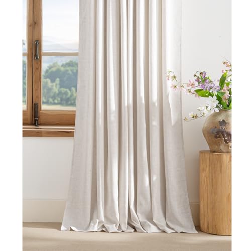 PONY DANCE Vorhang Leinen Wohnzimmer Gardinen im Landhausstil Ösenschal 2er Set H 220 x B 140 cm Hellbeige, Leinenoptik Gardinen Halbtransparent Dicke Leinenvorhänge Boho (250g/m²) PONY DANCE Vorhang Leinen Wohnzimmer Gardinen im Landhausstil Ösenschal 2er Set H 220 x B 140 cm Hellbeige, Leinenoptik Gardinen Halbtransparent Dicke Leinenvorhänge Boho (250g/m²) von PONY DANCE