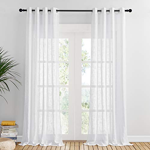 PONY DANCE Vorhang Leinenoptik Balkontür Gardine Weiss Halbtransparent Ösenvorhang 2er Set Gardinen Wohnzimmer, H 260 x B 140 cm, Weiß PONY DANCE Vorhang Leinenoptik Balkontür Gardine Weiss Halbtransparent Ösenvorhang 2er Set Gardinen Wohnzimmer, H 260 x B 140 cm, Weiß von PONY DANCE