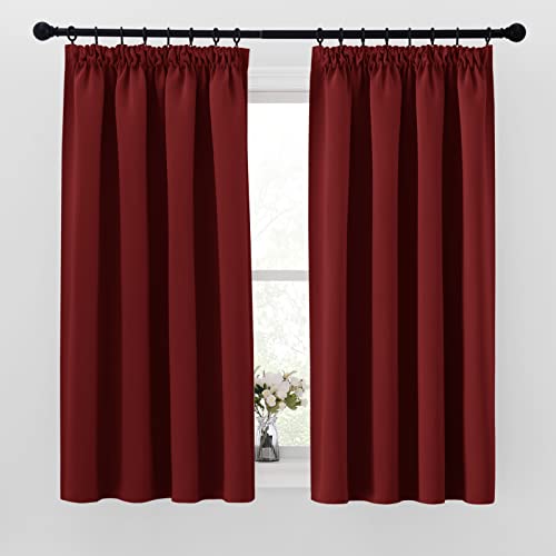 PONY DANCE Vorhang Rot Blickdicht Übergardinen mit Kräuselband 2er Set H 160 x B 140 cm Verdunklungsvorhänge für Schiene Kurze Gardinen Wohnzimmer Thermal Curtains Blackout von PONY DANCE