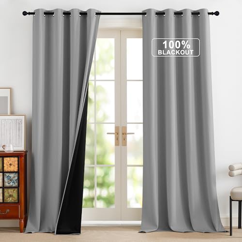 PONY DANCE Vorhang Thermo Wärmeisolierend Wohnzimmer Gardinen mit Ösen 2er Set 260 x B 140 cm Ösenvorhang Blickdicht Thermogardinen Hitzeschutz Verdunklungsvorhänge, Silbergrau PONY DANCE Vorhang Thermo Wärmeisolierend Wohnzimmer Gardinen mit Ösen 2er Set 260 x B 140 cm Ösenvorhang Blickdicht Thermogardinen Hitzeschutz Verdunklungsvorhänge, Silbergrau von PONY DANCE