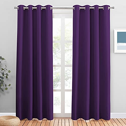 PONY DANCE Thermal Curtains for Living Room/Bedroom Abdunkelnde Vorhänge mit Ösen Thermo Gardinen gegen Hitze Verdunkelungsvorhang, 2er Set H 220 x B 140 cm, Violett von PONY DANCE