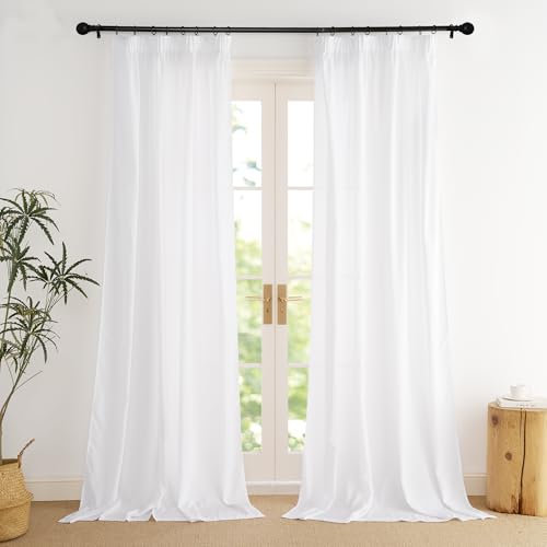 PONY DANCE Weiße Gardinen mit Kräuselband Wohnzimmer Vorhänge Halbtransparent 2er Set H 260 x B 140 cm, Voile Gardinen für Schienensystem White Curtains for Living Room PONY DANCE Weiße Gardinen mit Kräuselband Wohnzimmer Vorhänge Halbtransparent 2er Set H 260 x B 140 cm, Voile Gardinen für Schienensystem White Curtains for Living Room von PONY DANCE