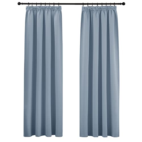 PONY DANCE Verdunkelungsvorhang für Schiene 2er Set H 245 x B 140 cm Spa-blau, Thermo Vorhänge gegen Kälte Blickdichte Gardinen mit Kräuselband für Gardinenschiene Blackout Curtain PONY DANCE Verdunkelungsvorhang für Schiene 2er Set H 245 x B 140 cm Spa-blau, Thermo Vorhänge gegen Kälte Blickdichte Gardinen mit Kräuselband für Gardinenschiene Blackout Curtain von PONY DANCE