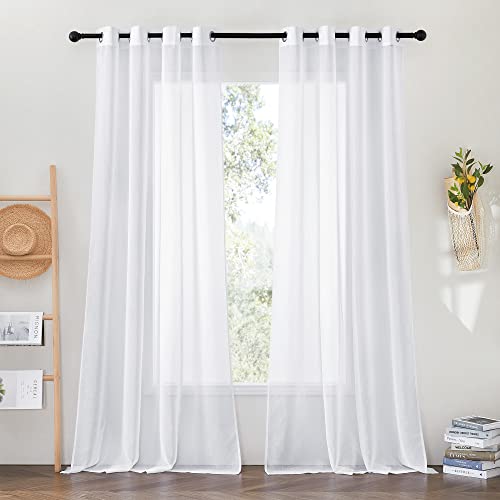 PONY DANCE Wohnzimmer Gardine Modern Weiß Extra Lange Gardinen und Vorhänge für Wohnzimmer & Balkontür Dekoschals Ösenvorhang Weiss Transparent, 2er Set H 280 x B 140 cm PONY DANCE Wohnzimmer Gardine Modern Weiß Extra Lange Gardinen und Vorhänge für Wohnzimmer & Balkontür Dekoschals Ösenvorhang Weiss Transparent, 2er Set H 280 x B 140 cm von PONY DANCE