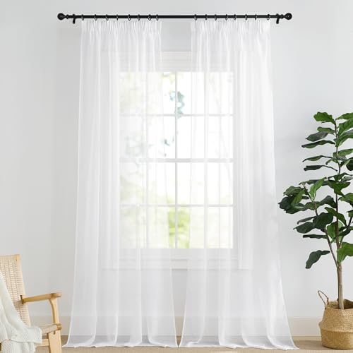 PONY DANCE Wohnzimmer Gardinen Transparent Kräuselband 2er Set H 260 x B 140 cm Extra Lange Gardinen und Vorhänge Weiss Übergardinen für Schienensystem Sheer Curtains PONY DANCE Wohnzimmer Gardinen Transparent Kräuselband 2er Set H 260 x B 140 cm Extra Lange Gardinen und Vorhänge Weiss Übergardinen für Schienensystem Sheer Curtains von PONY DANCE