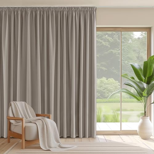 PONY DANCE Blickdichte Gardinen für Große Fenster Thermovorhang mit Kräuselband 1er Set H 220 x B 300 cm Verdunklungsvorhänge für Schienen Thermogardine Wärmeisolierend Vorhang Raumteiler von PONY DANCE