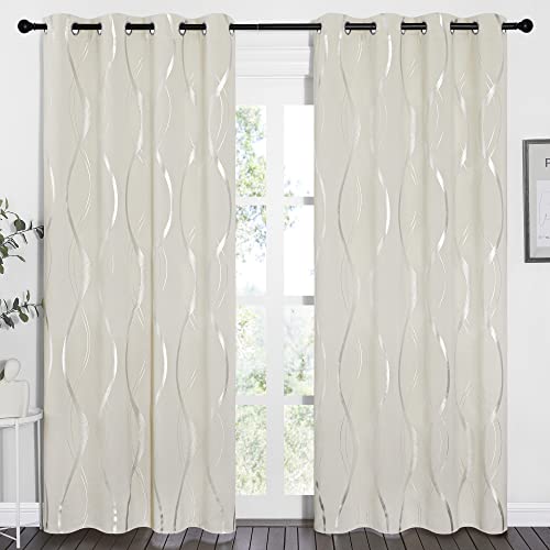 PONY DANCE Wohnzimmer Gardinen mit Foliendruck Beige Vorhänge 2er Set H 245 x B 140 cm Verdunklungsvorhänge Ösen Gardinen Beige Blickdicht Thermovorhang gegen Kälte, Hellbeige PONY DANCE Wohnzimmer Gardinen mit Foliendruck Beige Vorhänge 2er Set H 245 x B 140 cm Verdunklungsvorhänge Ösen Gardinen Beige Blickdicht Thermovorhang gegen Kälte, Hellbeige von PONY DANCE