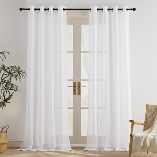 PONY DANCE Wohnzimmer Gardinen mit Ösen Weiß 2er Set H 300 x B 140 cm Extra Lange Gardinen und Vorhänge Weiss Transparent Voile Gardinen Durchsichtig Ösenvorhang Leinenoptik PONY DANCE Wohnzimmer Gardinen mit Ösen Weiß 2er Set H 300 x B 140 cm Extra Lange Gardinen und Vorhänge Weiss Transparent Voile Gardinen Durchsichtig Ösenvorhang Leinenoptik von PONY DANCE