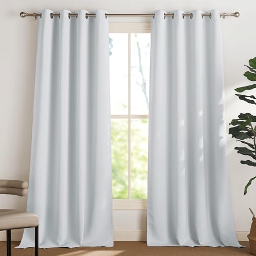 PONY DANCE Thermovorhang gegen Hitze Weiße Blickdichte Gardinen mit Ösen 2er Set H 300 x B 140 cm Verdunklungsvorhänge Wohnzimmer Vorhänge Wärmeschutz, Grau-weiß PONY DANCE Thermovorhang gegen Hitze Weiße Blickdichte Gardinen mit Ösen 2er Set H 300 x B 140 cm Verdunklungsvorhänge Wohnzimmer Vorhänge Wärmeschutz, Grau-weiß von PONY DANCE