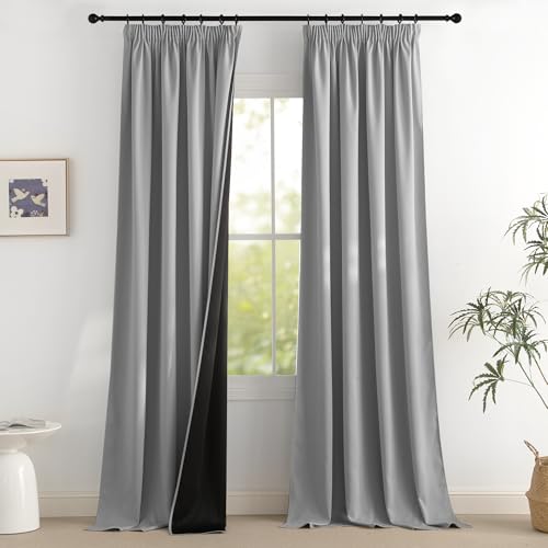 PONY DANCE Wohnzimmer Vorhang Blickdicht Kräuselband Extra Lange Gardinen und Vorhänge für Gardinenschiene 2er Set H 260 x B 140 cm Verdunklungsvorhänge Grau, Silbergrau PONY DANCE Wohnzimmer Vorhang Blickdicht Kräuselband Extra Lange Gardinen und Vorhänge für Gardinenschiene 2er Set H 260 x B 140 cm Verdunklungsvorhänge Grau, Silbergrau von PONY DANCE