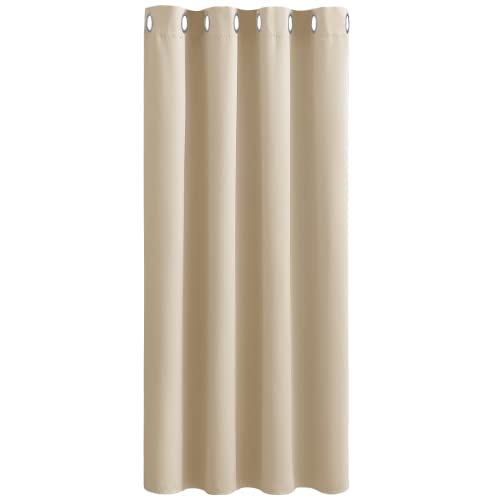 PONY DANCE Thermovorhang mit Ösen - 1 Stück H 158 x B 132 cm Verdunkelungsvorhang Kurz Vorhang Kinderzimmer Mädchen Thermovorhang gegen Kälte und Hitze Ösenschal, Biscotti Beige von PONY DANCE