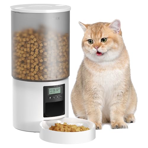 Futterautomat Katze Katzenfutter Automat mit Timer: Futternapf mit Automatic Futterautomat - 10s-Ruf zum Essen - Trockenfutter Futterspender Automatisch für Katze und Hund Weiß 4L Futterautomat Katze Katzenfutter Automat mit Timer: Futternapf mit Automatic Futterautomat - 10s-Ruf zum Essen - Trockenfutter Futterspender Automatisch für Katze und Hund Weiß 4L von POOEKEN